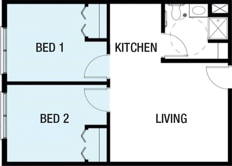 2 Bedroom, 1 Bath Apartment